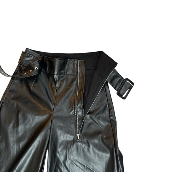 Black Wide Leg Leather Pants - Picture 5 of 7